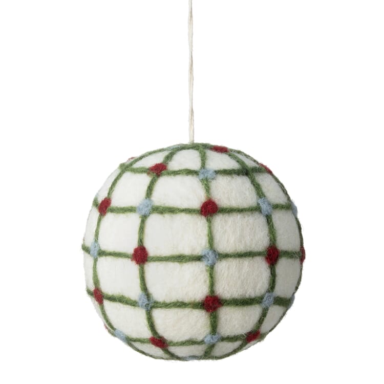 Geborduurde kerstballen van vilt, Globe