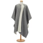 Norwegischer Poncho Lammwolle Grau-Natur