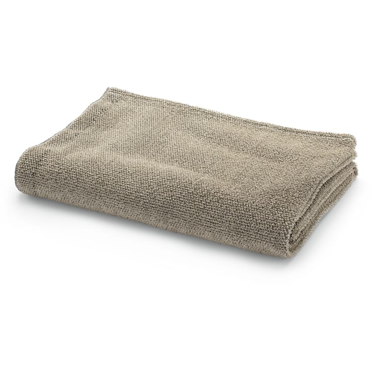Serviette de bain en éponge de lin noir-naturel, Linge de douche
