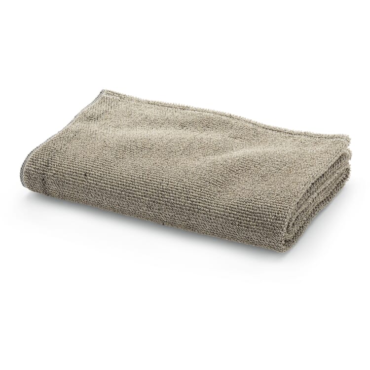 Serviette de bain en éponge de lin noir-naturel, Serviette de bain