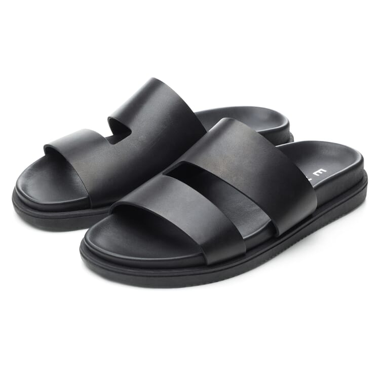 Herren-Lederpantolette, Schwarz