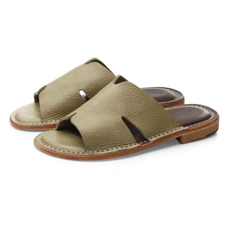 Women’s Leather Mules, Sage green