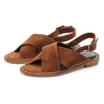 Sandal i ruskind til damer Cognac