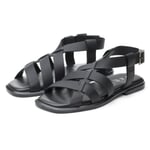 Damesandal i læder Sort