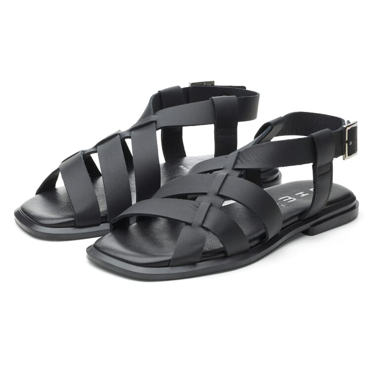 Women's Leather Sandals, Black