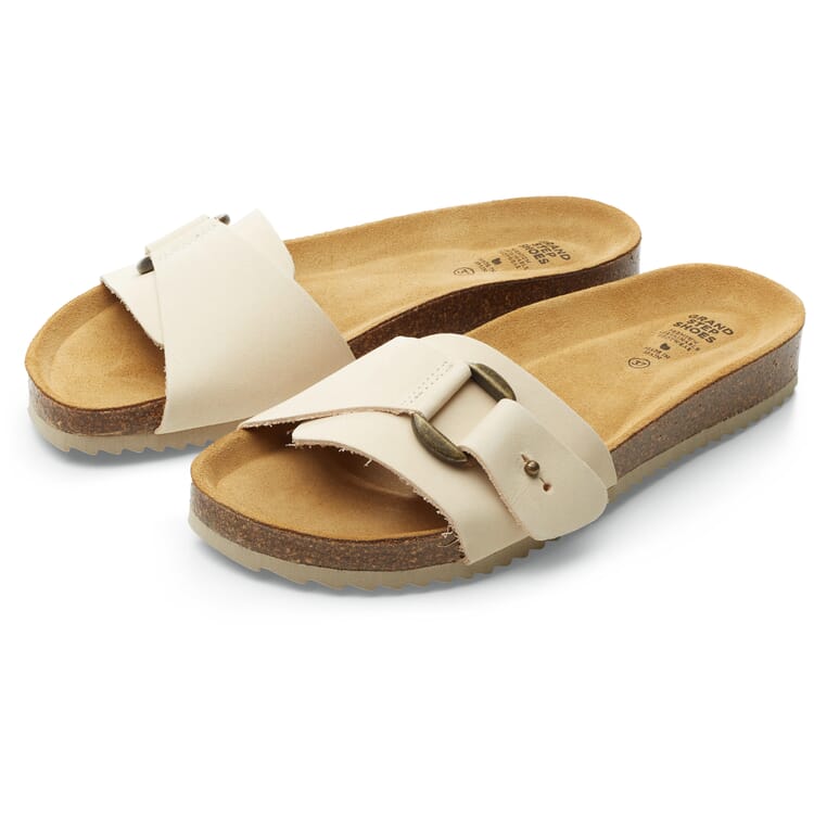 Damen-Lederpantolette, Creme