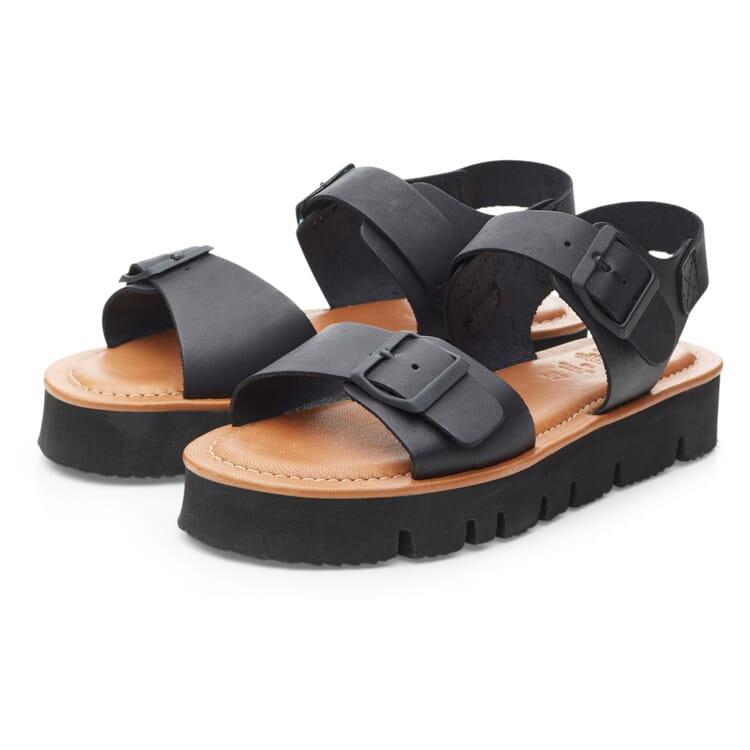 Women’s Leather Sandals, Black