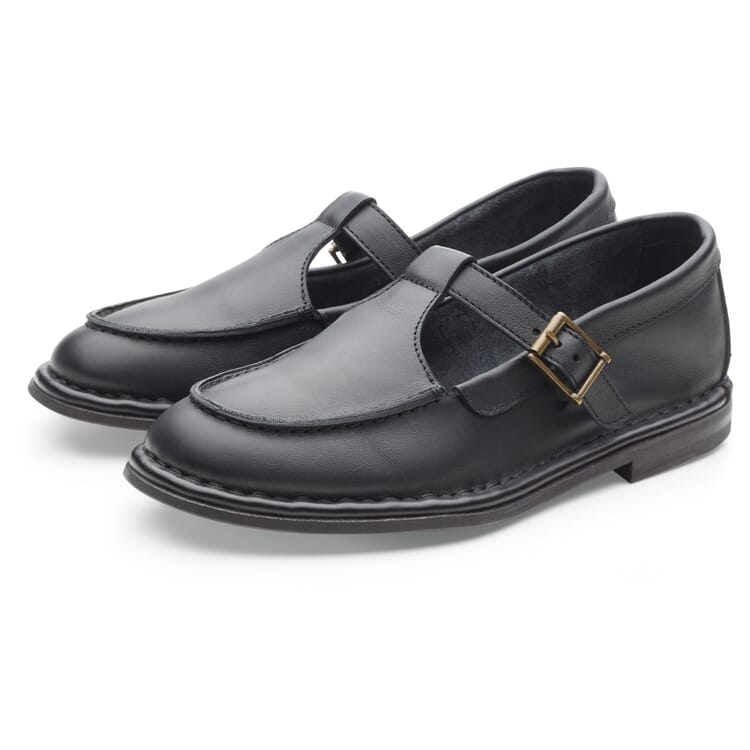 Ladies loafers with straps, Black
