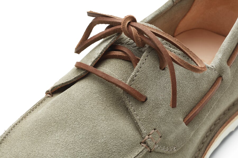Herren-Bootsschuh Grüngrau, Detailsicht