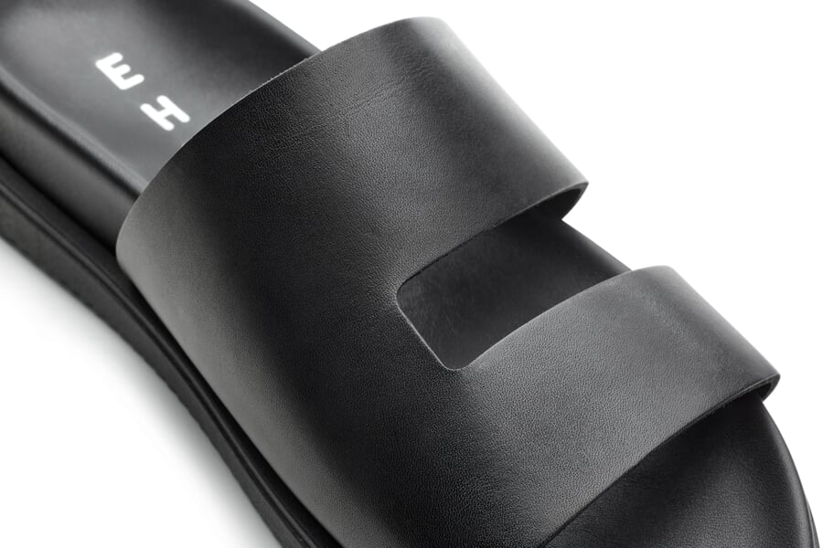 Herren-Lederpantolette Schwarz, Detailsicht