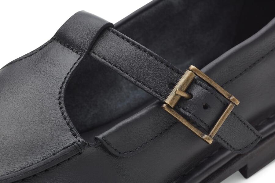 Loafers til kvinder med rem Sort, nærbillede