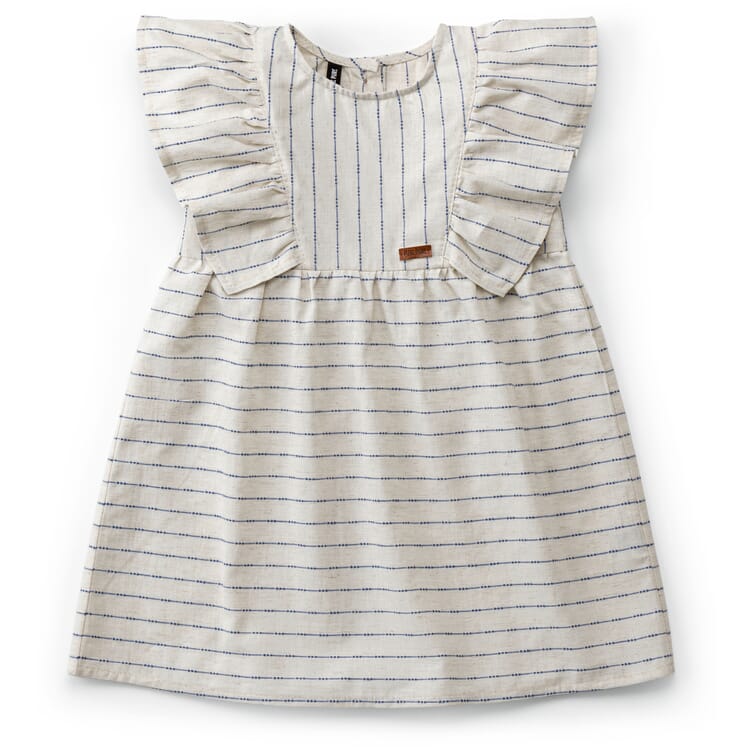 Children's dress cotton linen, Blue-White