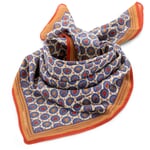 Foulard N° 715 Floral, brun-bleu-rouge