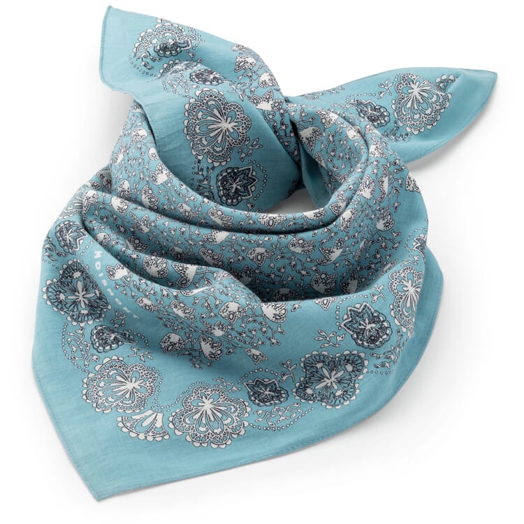 Foulard N° 675 motif fleurs, Bleu gris