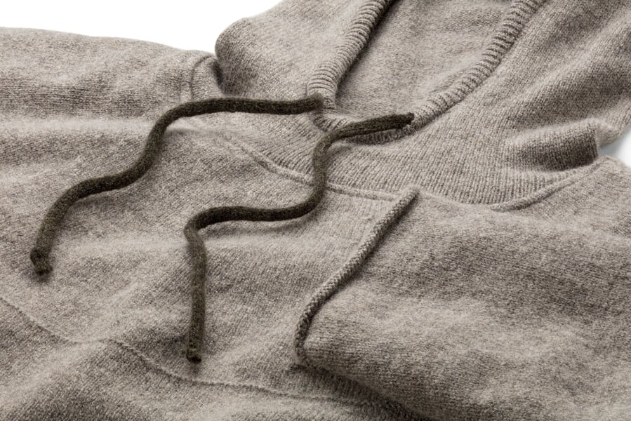 Herren-Strickhoodie Hellbraun, Detailsicht