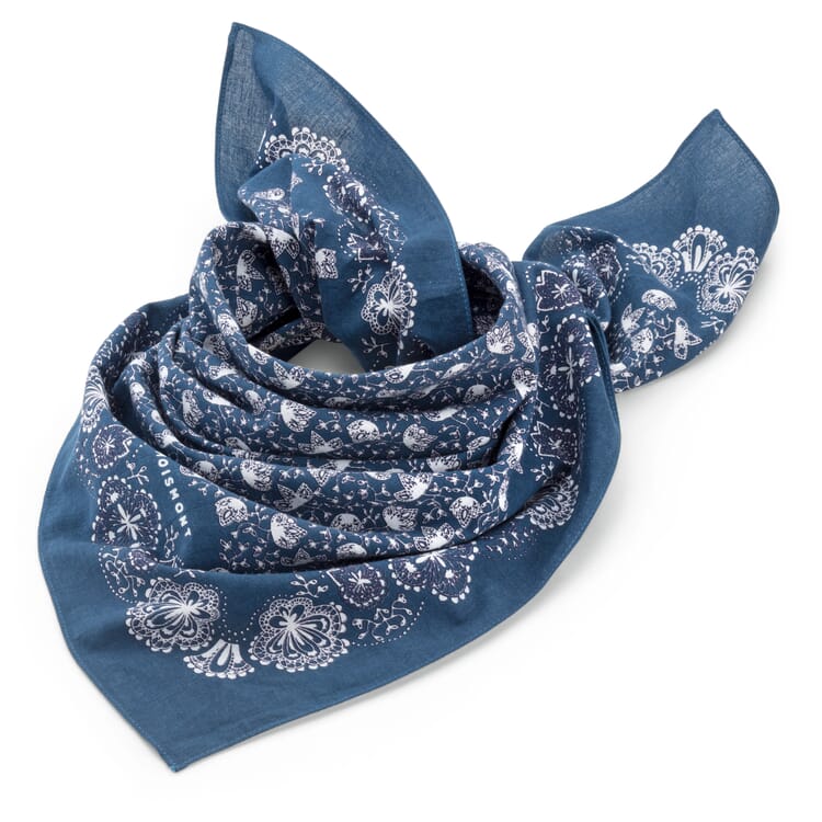 Foulard N° 675 motif fleurs, Navy