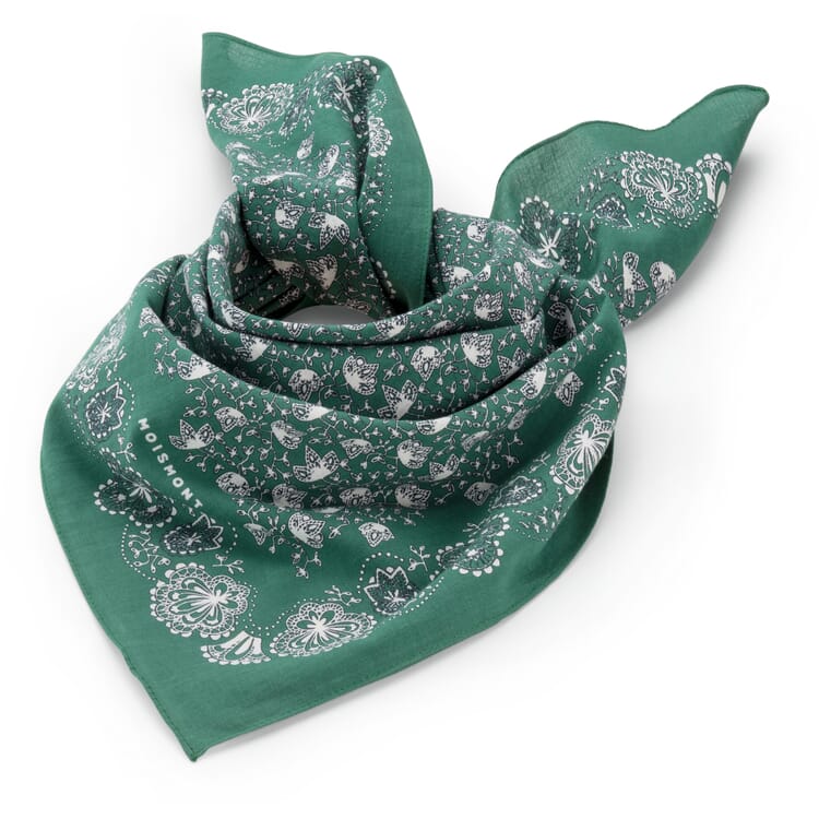 Foulard N° 675 motif fleurs, Vert émeraude