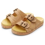 Damesandal i raffia med fodseng Natur