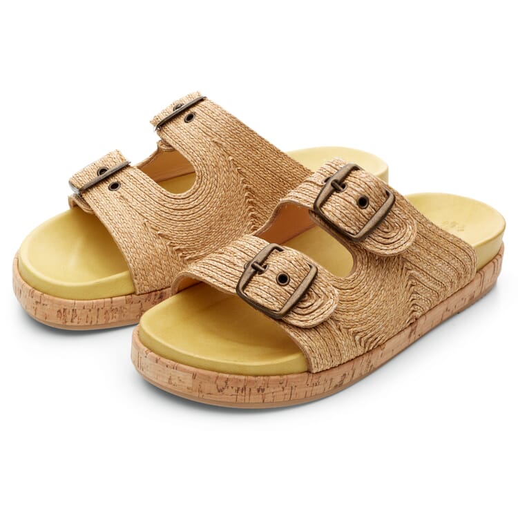 Women's raffia sandal with footbed