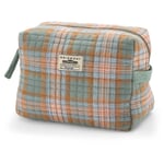 Toiletry bag N°43 large, plaid, gray-blue