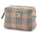 Toiletry bag N° 43 large, plaid, gray-blue