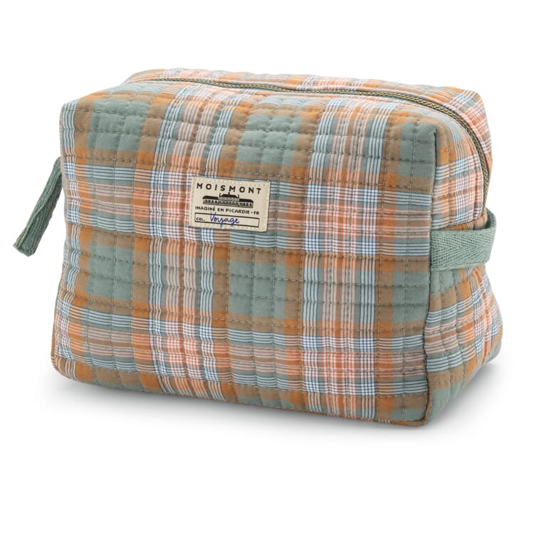 Toiletry Bag No. 43, Checkered, Gray-Blue