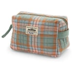 Toiletry bag N°42 small, plaid, gray-blue