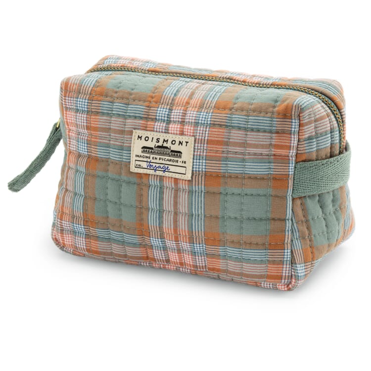 Trousse de toilette N°42 petite, à carreaux, gris-bleu
