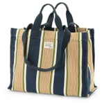 Shopper til damer N° 46 med blokstriber, navy-okre