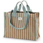 Dames shopper N° 46 gestreept, grijs-blauw-rood-bruin