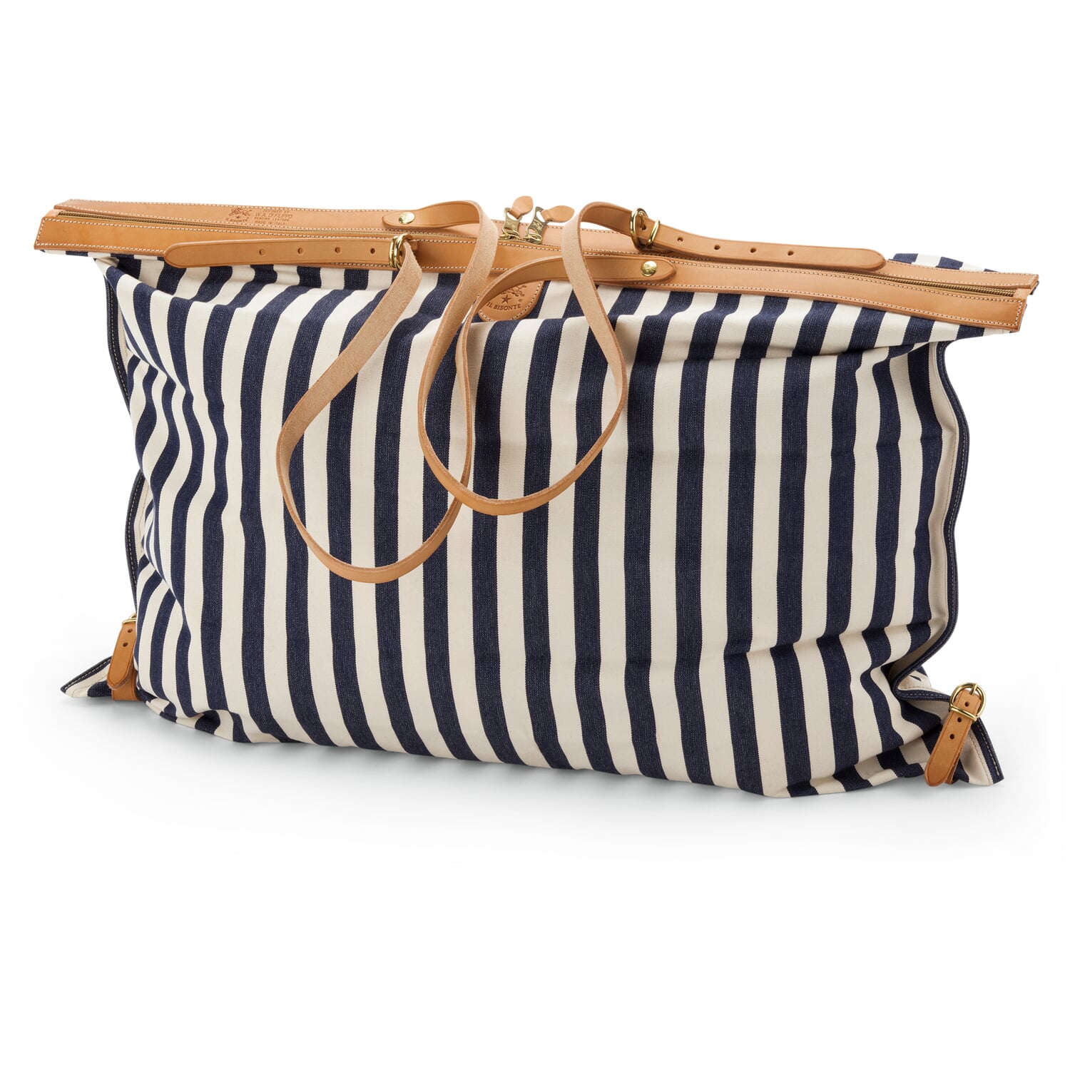 Travel folding bag canvas striped Manufactum