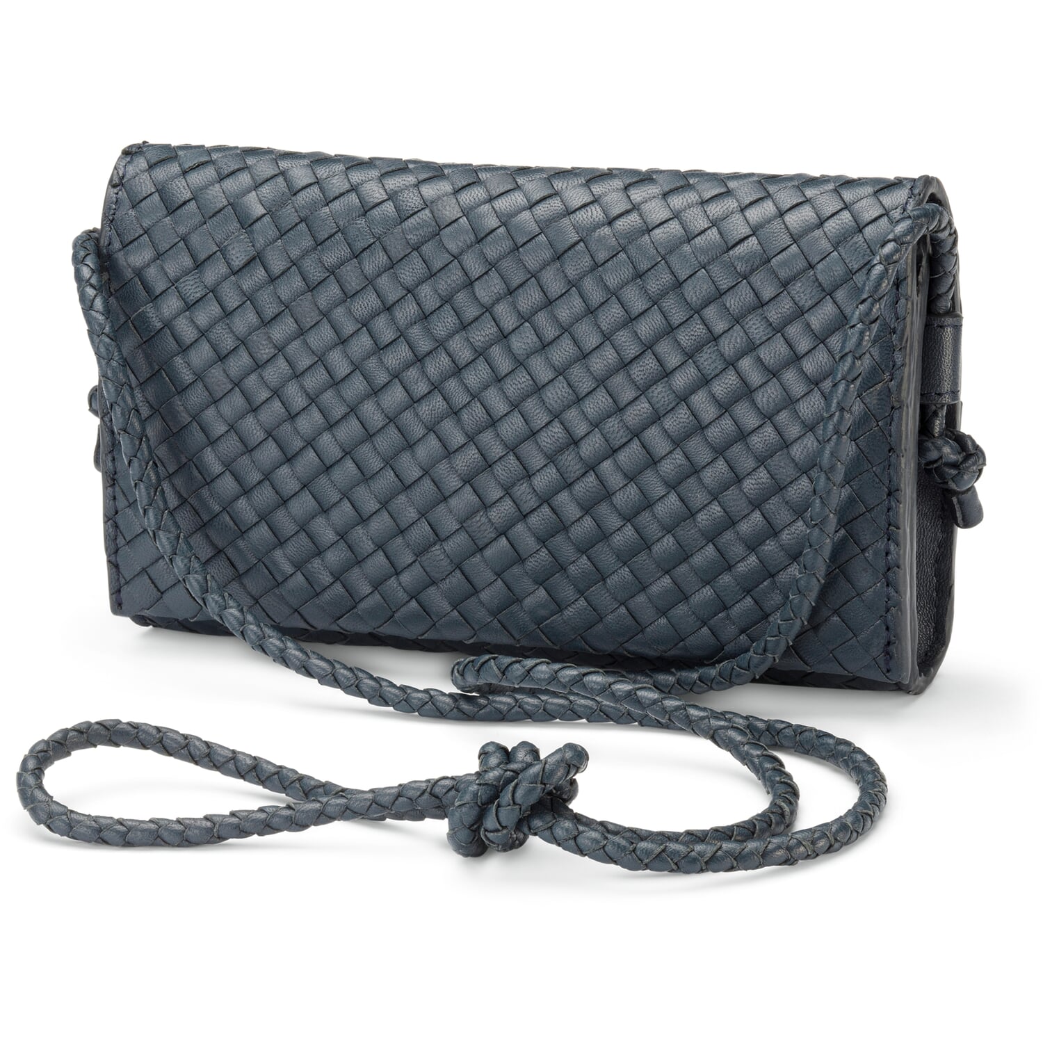 Damen-Handtasche geflochten, dunkelblau Manufactum