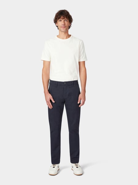 Men’s Pants." Dark blue, presented on a model