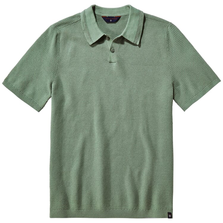 Herren-Poloshirt gestrickt, Salbeigrün