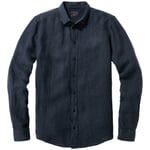 Camicia da uomo in lino prelavata Blu scuro
