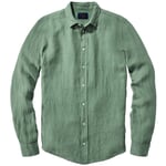 Camicia da uomo in lino prelavata Verde salvia