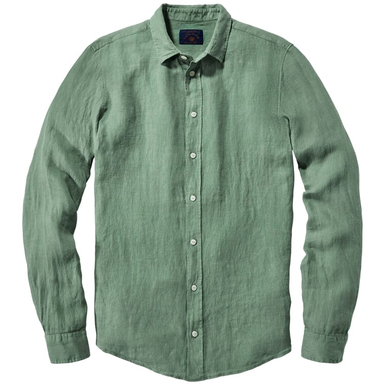 Chemise en lin pour homme prélavée, Vert sauge