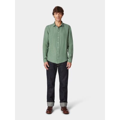 men's sage green dress shirt Hisdern Men's Sage Green Splicing Dress Shirt For Office Wear 2XL