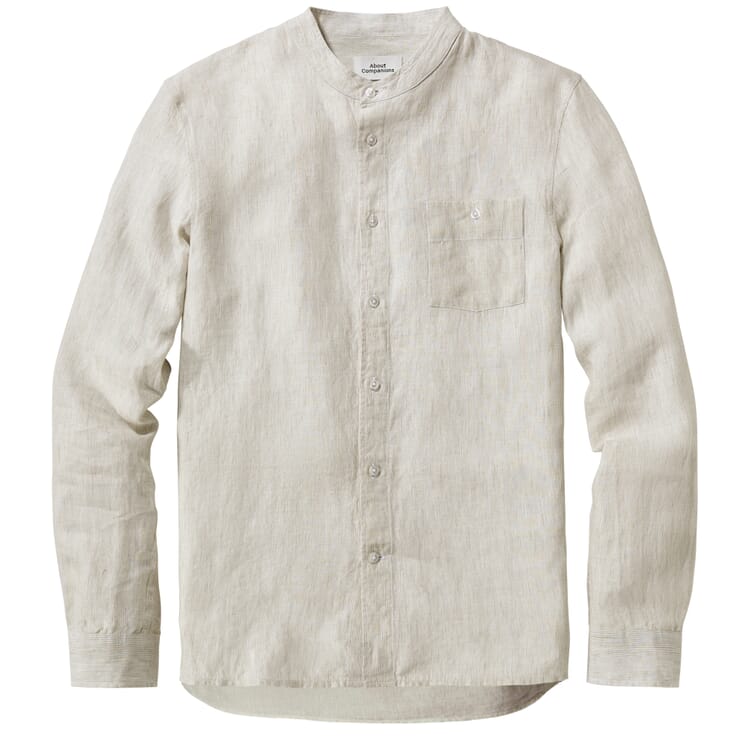 Herren-Leinenhemd, Beige-Naturweiß