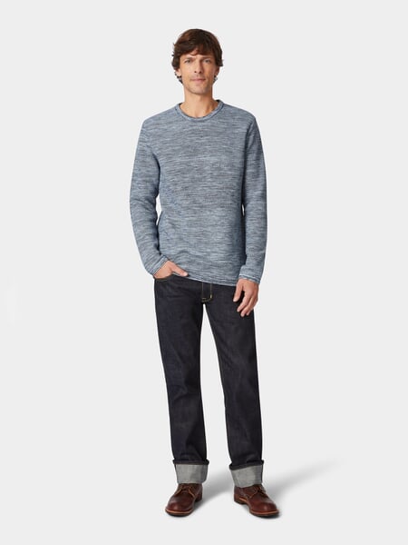 Herren-Strickpullover Baumwolle Blau, Tragebild