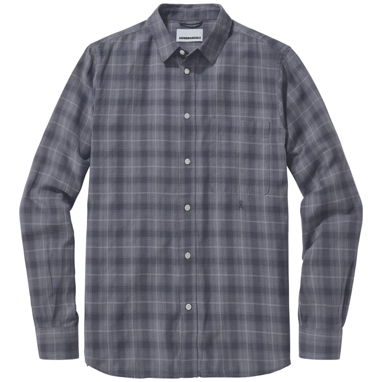 Chemise à carreaux pour homme, Bleu-gris