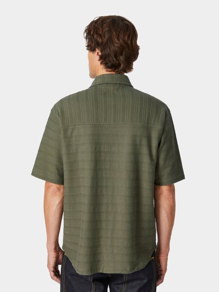 Mens jersey shirt Olive, presented on a model