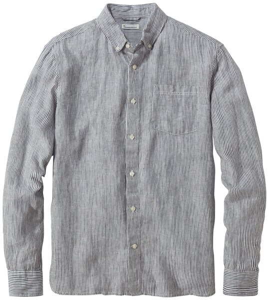 Herren-Leinenshirt gestreift Blautöne