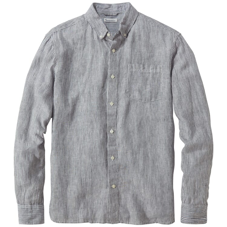 Herren-Leinenshirt gestreift, Blautöne