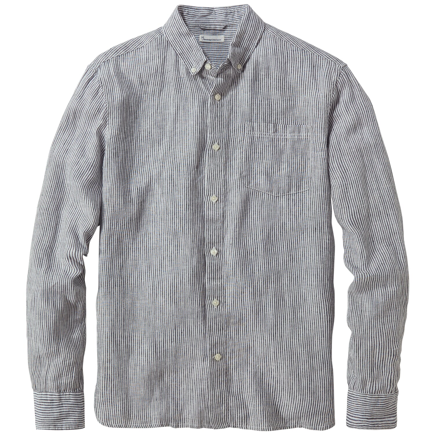 slim fit dress slacks Mens Slim Fit Gray & White Striped Spread Collar Cotton Dress Shirt, 15 / 32/33 main image 1
