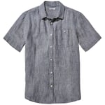 Camisa de lino de media manga para hombre Azul melange