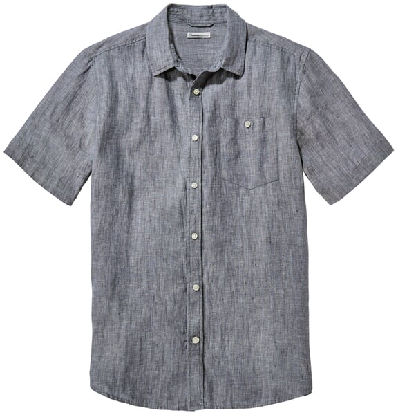 Chemise homme demi-manches en lin Bleu chiné