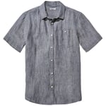 Men's half-sleeved linen shirt Blue melange