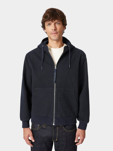 Giacca blouson da uomo con cappuccio Navy, Tragebild