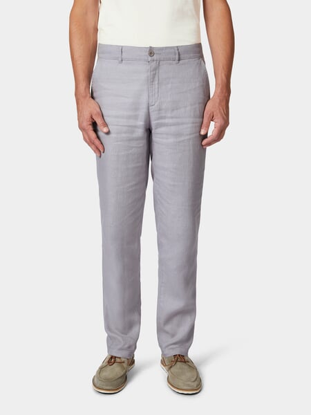 Men's linen pants Light gray, presented on a model